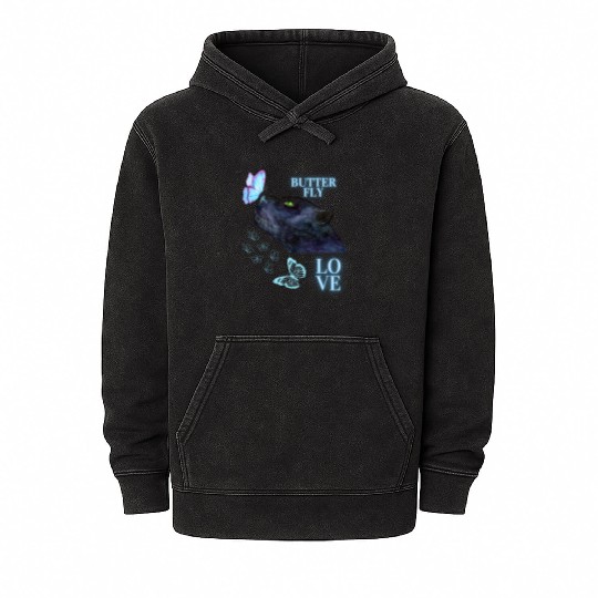 black panther lover butterfly Mineral Wash Hoodies