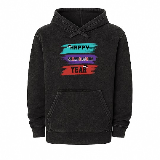 Happy Snowboarding Year Winter Mineral Wash Hoodies