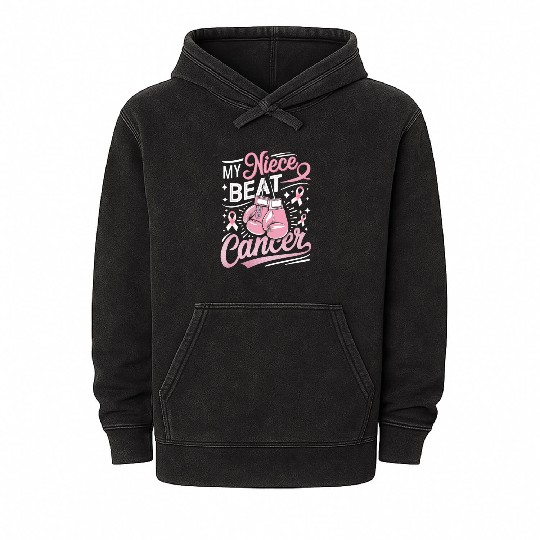 My Niece Beat Cancer Breast Cancer Awareness Mineral Wash Hoodies