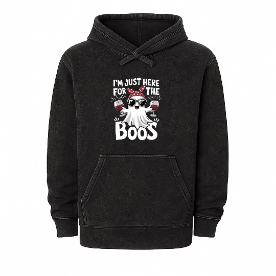 Boo tiful Wine Ghost Halloween Fun Mineral Wash Hoodies