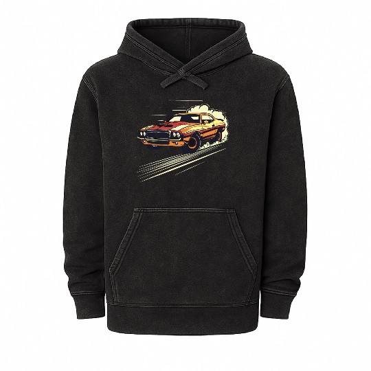 Classic Muscle Car in Action Mineral Wash Hoodies