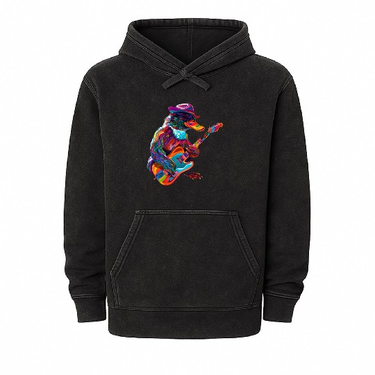 Platypus Mammal Guitar Cowboy Hat Popart Mineral Wash Hoodies