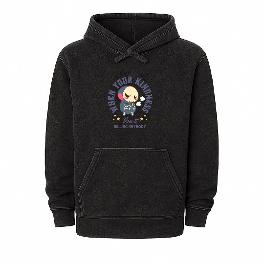 Angry Skeleton Kindness Quote Art Mineral Wash Hoodies
