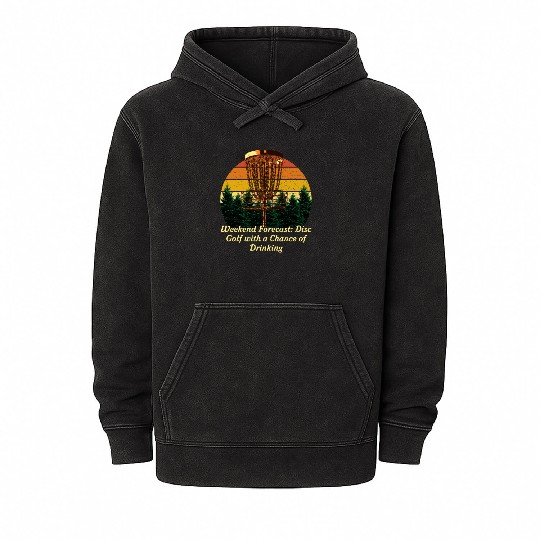 Disc Golf with Chance of Drinking Beer Lover Golfe Mineral Wash Hoodies