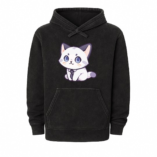 Meow Series: Cute Office Meow Mineral Wash Hoodies