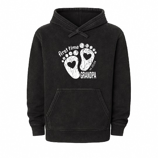 First time Grandpa newborn grandfather design 2024 Mineral Wash Hoodies