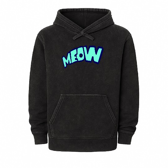 Funny Meow Cat Cartoon Text Quote Comic Letters Mineral Wash Hoodies