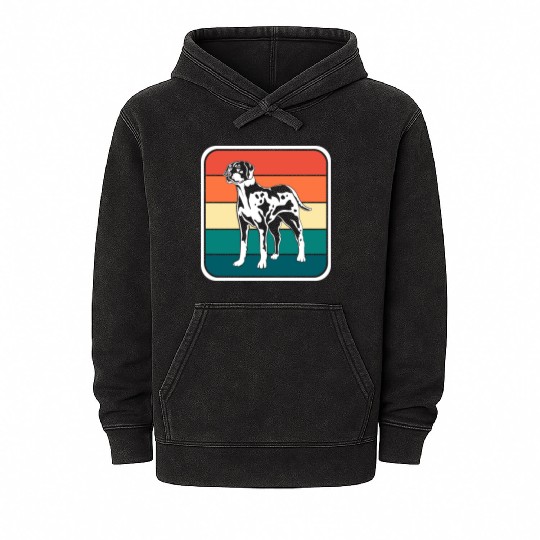 Retro Colorful Louisiana Catahoula Leopard Dog Mineral Wash Hoodies