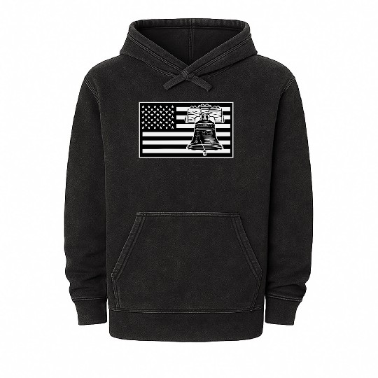 Liberty Bell US Flag LIKE US ON FB #USAPatriotGra Mineral Wash Hoodies
