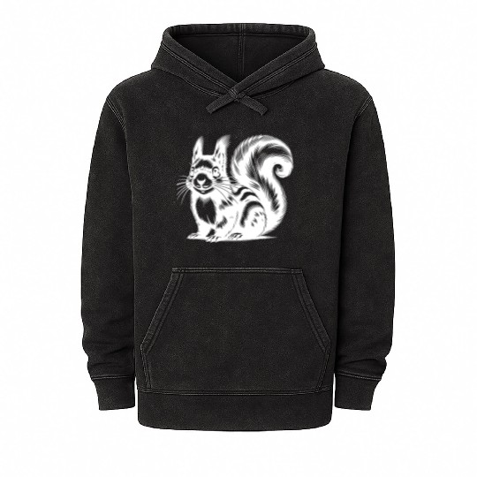 Realistic Squirrel Tattoo Drawing Mineral Wash Hoodies