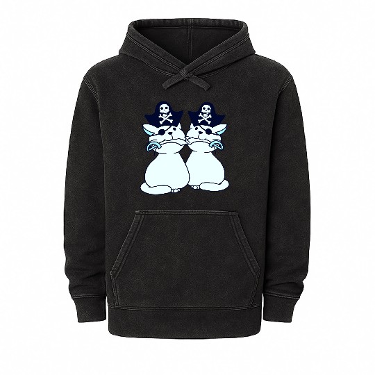 2 cute pirate cats captain costume friends team Mineral Wash Hoodies