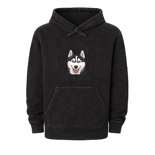 Husky Lover Design Dog Owner Mineral Wash Hoodies