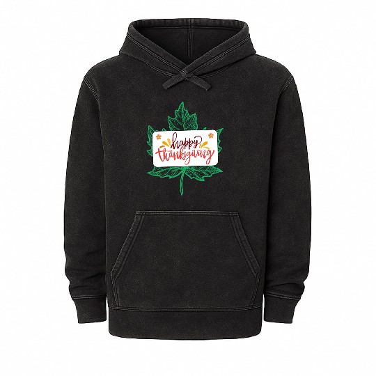 Happy Thanksgiving Leaf Mineral Wash Hoodies