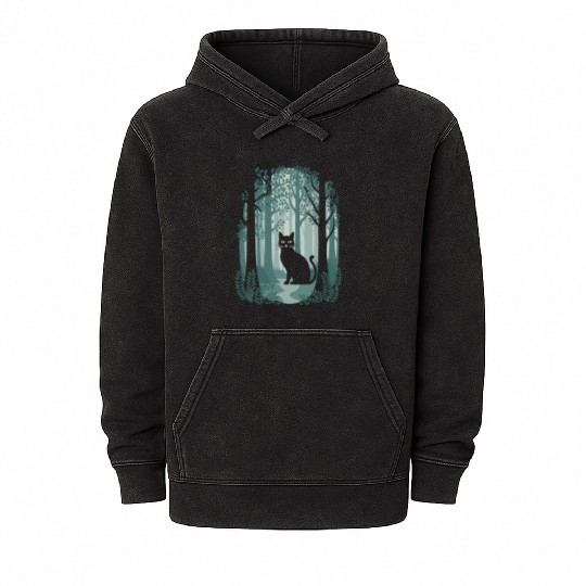 Cottagecore enchanting Forest Cat Mineral Wash Hoodies