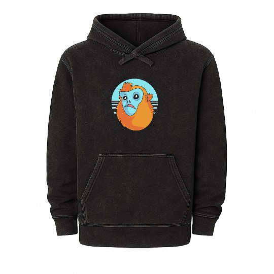 Funny Monkey Face Golden Snub Nosed Monkey Mineral Wash Hoodies