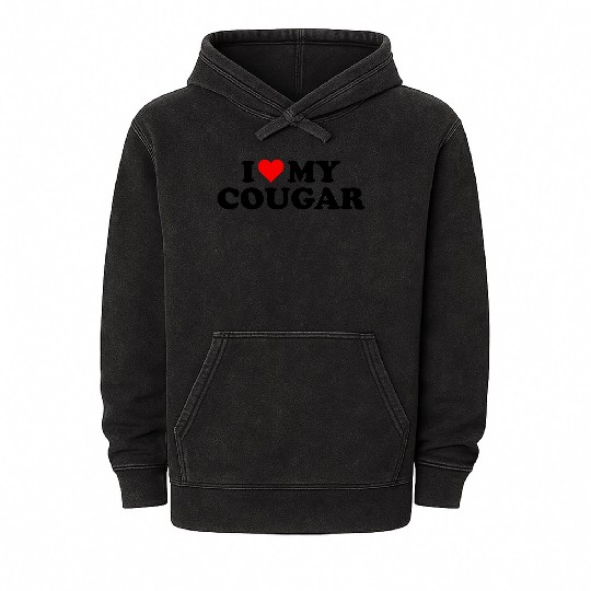 I Love Cougars Cougar Humor Valentine's Day 3WH1 Mineral Wash Hoodies
