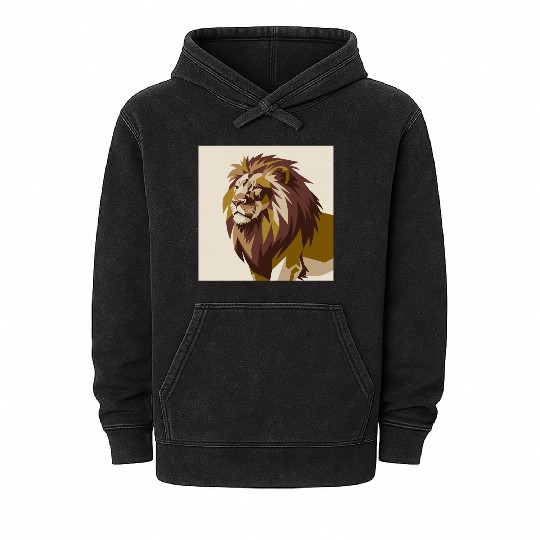 Majestic Geometric Lion Mineral Wash Hoodies
