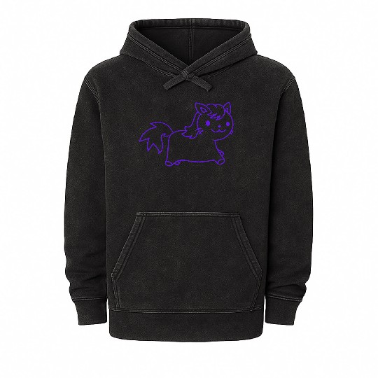 Little Pony Cat Face Little Small Horse Riding Fun Mineral Wash Hoodies
