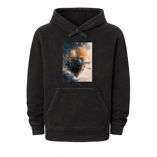 Steam Punk Ship Mineral Wash Hoodies