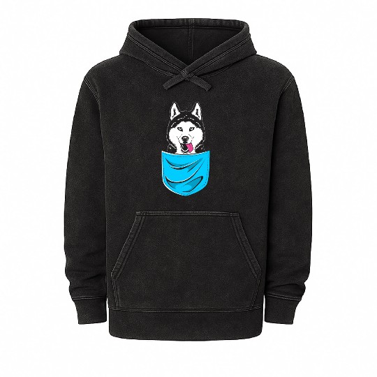 Cute Siberian Husky Dog Lover Husky In A Pocket Mineral Wash Hoodies