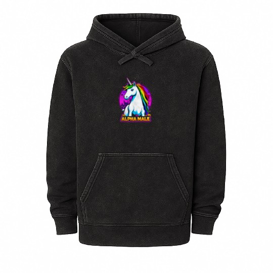 Alpha male LGBT unicorn Halloween Neon Colors Mineral Wash Hoodies