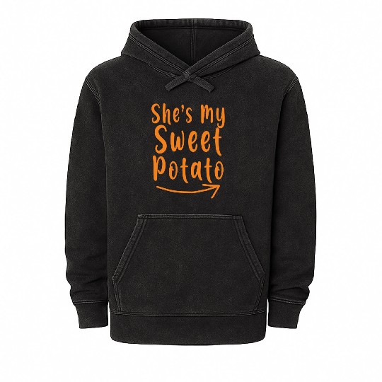 She's My Sweet Potato Thanksgiving Matching Couple Mineral Wash Hoodies