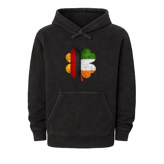 German Irish Shamrock Germany Ireland Flag Mineral Wash Hoodies