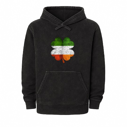 Italian Irish Shamrock Italy Ireland Flag Mineral Wash Hoodies