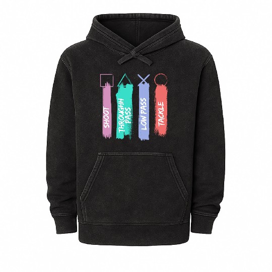 Playstation Button Mineral Wash Hoodies