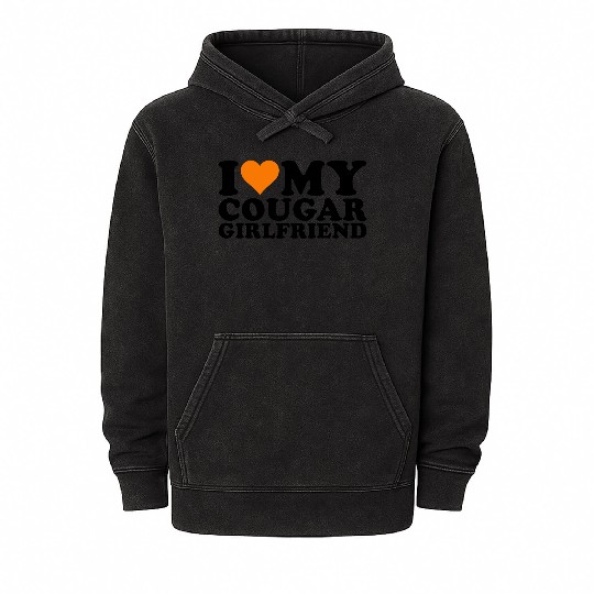 I Love Cougars Cougar Humor Valentine's Day 1WH2 Mineral Wash Hoodies