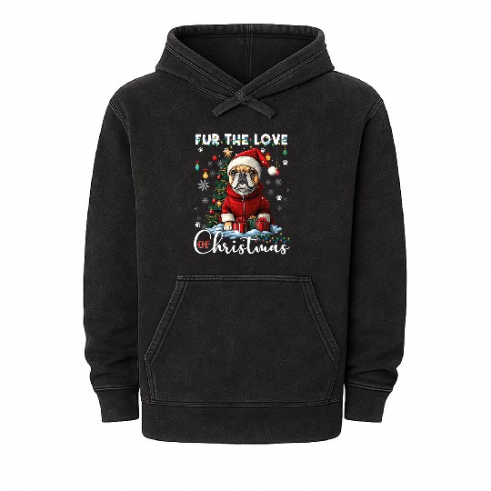 French Bulldog Christmas Tree Decoration Dog Lover Mineral Wash Hoodies
