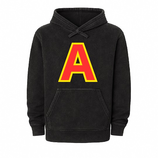 Yellow A On Red For Alvin Costume Halloween Fancy Mineral Wash Hoodies