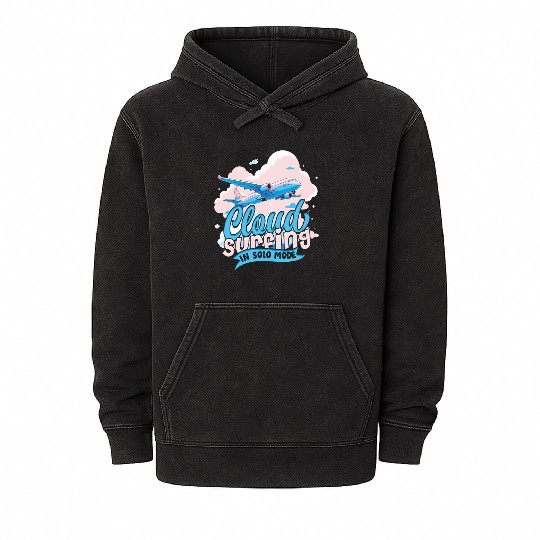First Solo Flight Pilot Cloud Surfing In Solo Mode Mineral Wash Hoodies