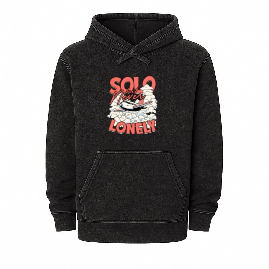 First Solo Flight Pilot Solo But Never Lonely Mineral Wash Hoodies