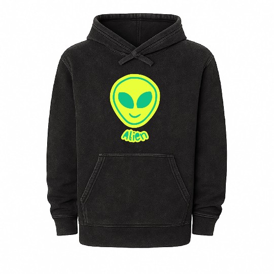 green alien Mineral Wash Hoodies