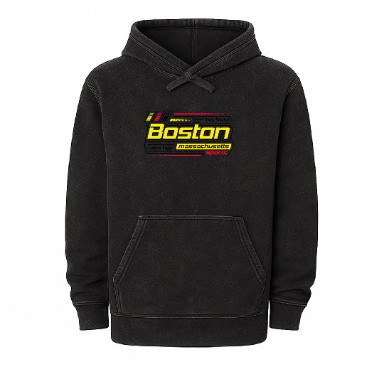 Boston Massachusetts Design Modern Sports Yellow Mineral Wash Hoodies