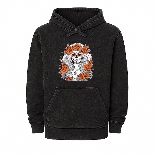 Sugar Skull Rose Queen Mineral Wash Hoodies