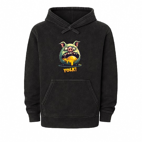 Egg Yolk Eating Zombie Pig Mineral Wash Hoodies