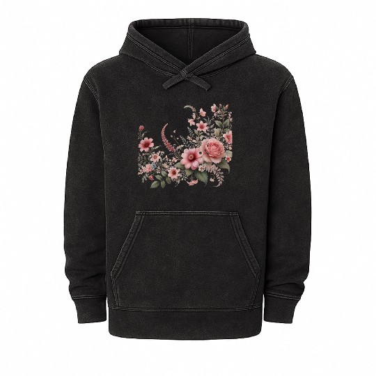 Elegant Floral Design for Flower Lovers Mineral Wash Hoodies