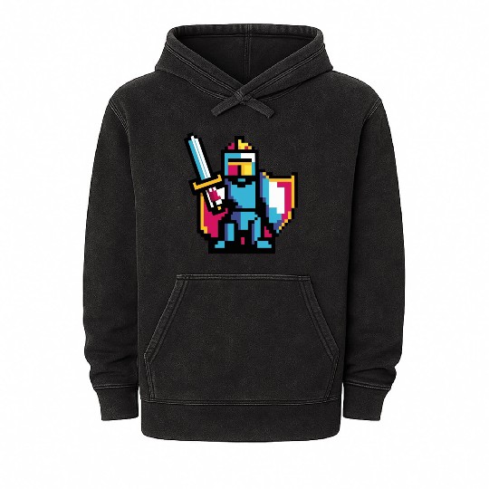 knight pixel art Mineral Wash Hoodies