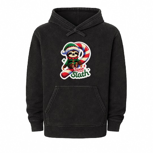 Adorable sloth dressed as an elf Mineral Wash Hoodies