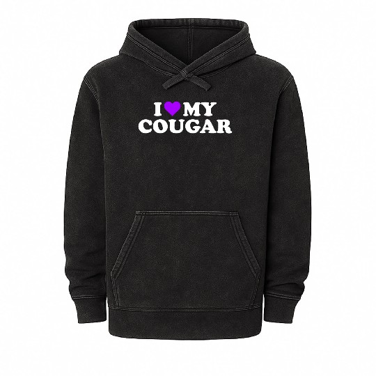 I Love Cougars Cougar Humor Valentine's Day 3BK4 Mineral Wash Hoodies