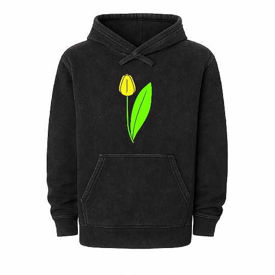 Yellow Tulip Beautiful Flower Pretty Spring Summer Mineral Wash Hoodies
