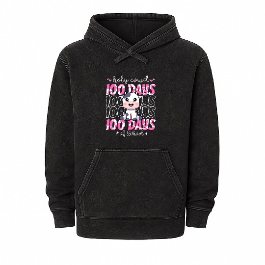 100 Days Of school Cow Pink School teacher Mineral Wash Hoodies