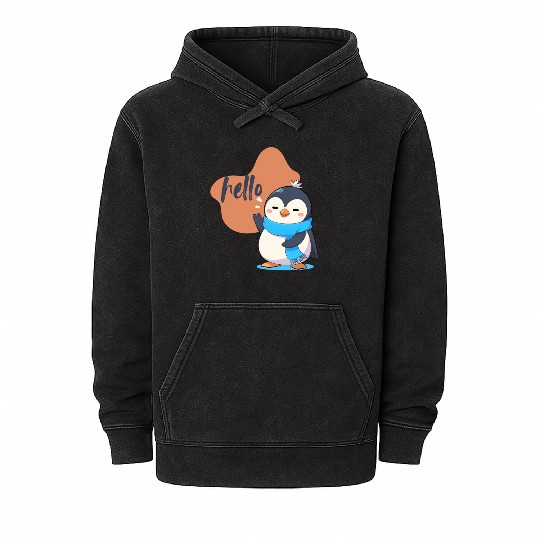 Hello Penguin Mineral Wash Hoodies