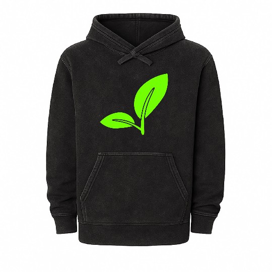 2 Green Beautiful Leaves Eco Spring Summer Nature Mineral Wash Hoodies