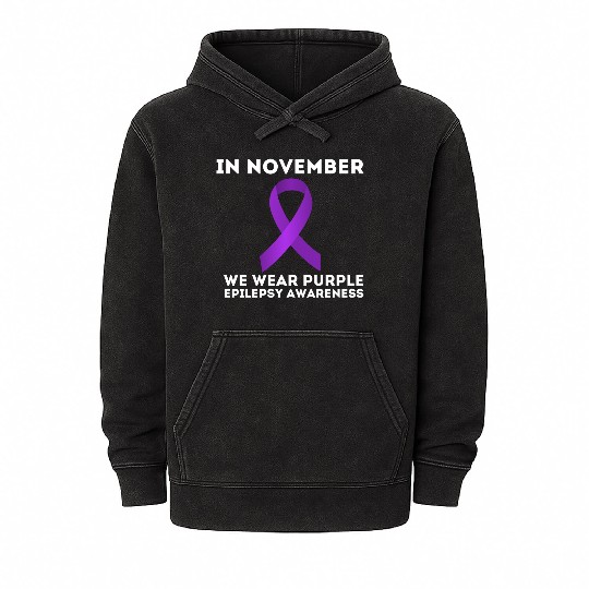 In November We Wear Purple Epilepsy Awareness Mineral Wash Hoodies