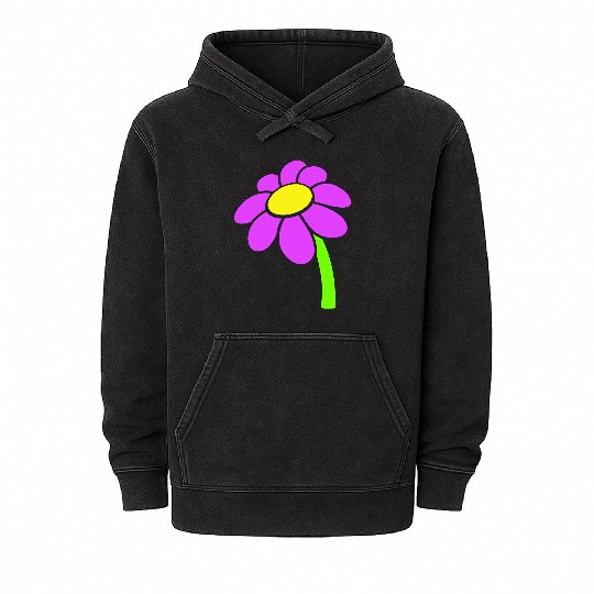 Small Daisy Flower Purple Decorative Nature Design Mineral Wash Hoodies