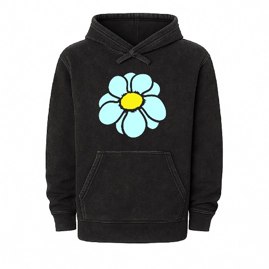 Small Daisy Flower White Decorative Nature Design Mineral Wash Hoodies