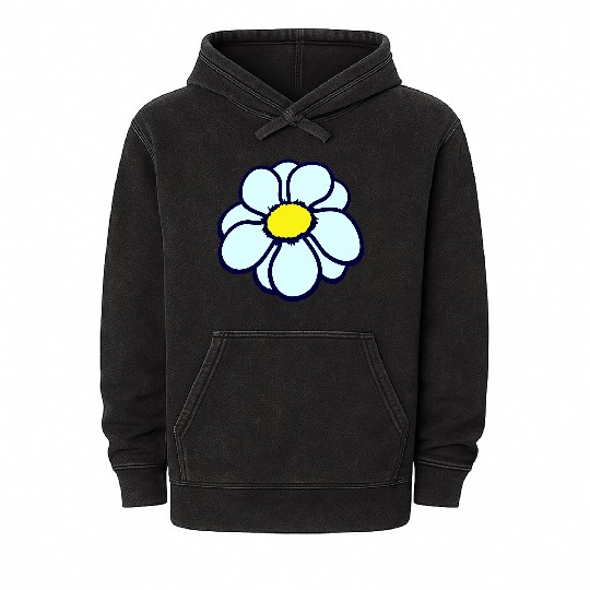 Small Daisy Flower White Decorative Nature Design Mineral Wash Hoodies